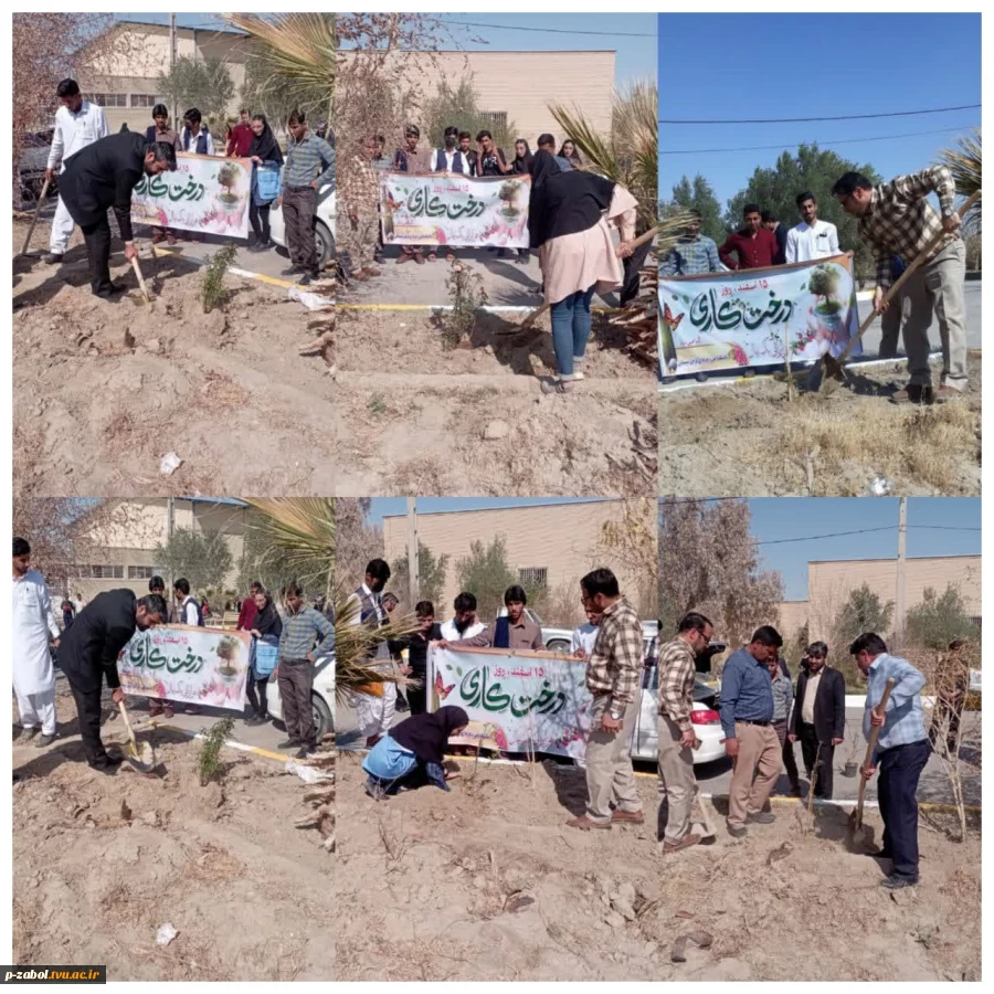 مراسم روز درختکاری مورخ ۱۵ اسفندماه ۱۴۰۱ در آموزشکده فنی و حرفه ای  فرخی سیستانی زابل برگزار گردید.  2